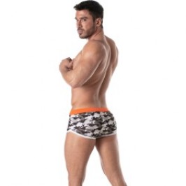 Calzoncillos Boxer, baño Shorty de la marca TOF PARIS - Boxer de baño de cintura baja Iconic - Camuflaje grisio - Ref : TOF207G