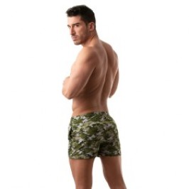 Short de bain de la marque TOF PARIS - Bermuda de bain Iconic Tof Paris - Camouflage Kaki - Ref : TOF209K