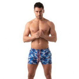 Short de bain de la marque TOF PARIS - Bermuda de bain Iconic - Camouflage Bleu - Ref : TOF209BU