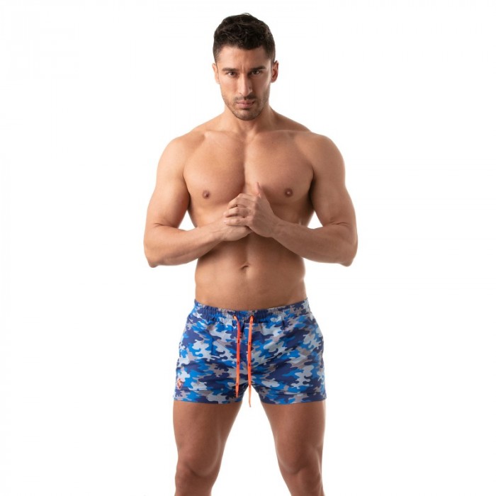 Short de bain de la marque TOF PARIS - Bermuda de bain Iconic - Camouflage Bleu - Ref : TOF209BU