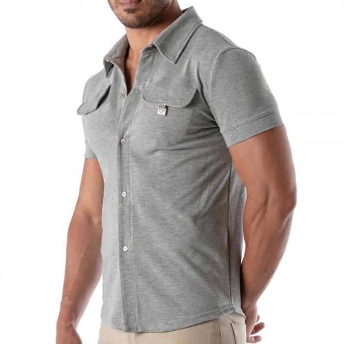 Shirt of the brand TOF PARIS - Tof Paris Patriot Short Sleeve Shirt - Grey - Ref : TOF219G