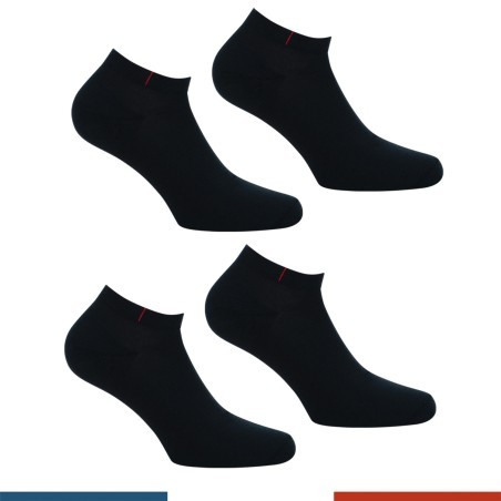Lot de 2 paires de socquettes Coton Peigné Fait en France Eminence - noir
