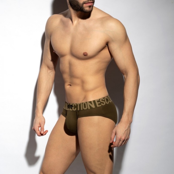 Brief of the brand ES COLLECTION - Recycled Rib brief - khaki - Ref : UN570 C12