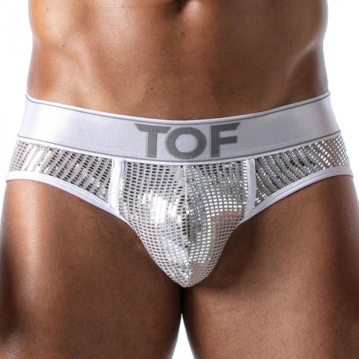 Slip, Tanga de la marque TOF PARIS - Slip Star Tof Paris - Argent - Ref : TOF172A