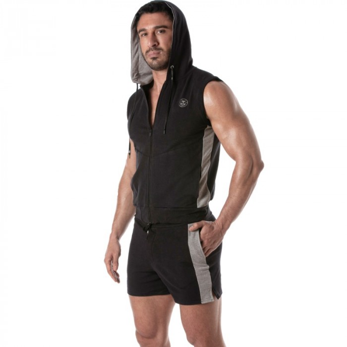 Jacket of the brand TOF PARIS - Zipped Sleeveless Hoodie Tof Paris - Black - Ref : TOF273N