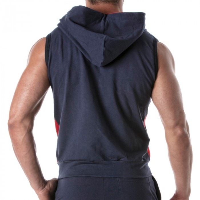 Jacket of the brand TOF PARIS - Zipped Sleeveless Hoodie Tof Paris - Navy Blue - Ref : TOF273BM