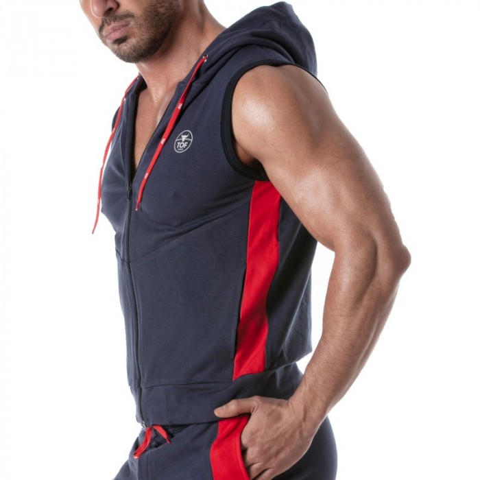 Giacca del marchio TOF PARIS - Felpa con cappuccio zip Tof Paris - Blu Navy - Ref : TOF273BM