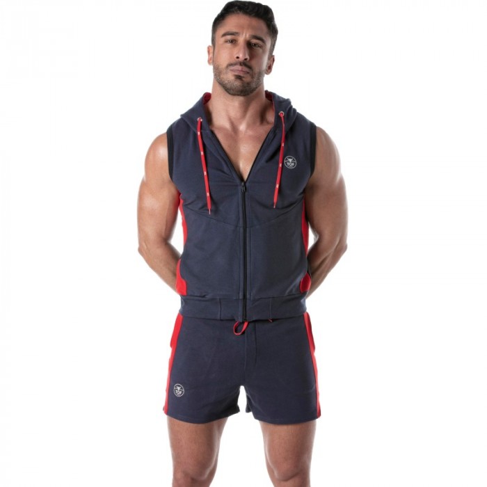 Jacket of the brand TOF PARIS - Zipped Sleeveless Hoodie Tof Paris - Navy Blue - Ref : TOF273BM