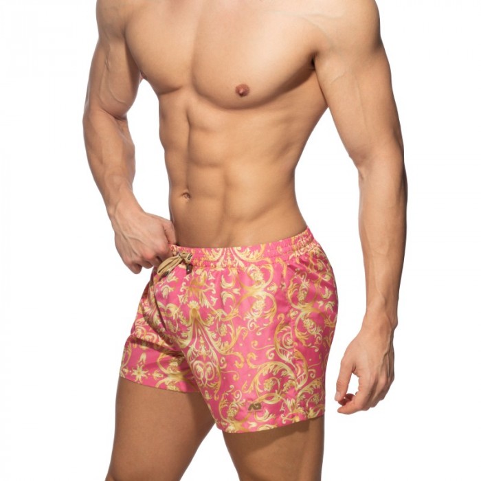 T-Shirt Made In France of the brand ADDICTED - Versailles - pink swim shorts - Ref : ADS205 C05
