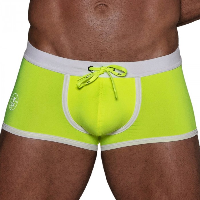 Calzoncillos Boxer, baño Shorty de la marca TOF PARIS - Boxer de baño de cintura baja Neon Tof Paris - Amarillo neón - Ref : TOF