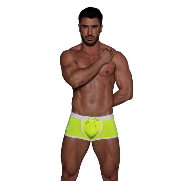 Boxer, shorty de bain de la marque TOF PARIS - Maillot de bain taille basse Neon Tof Paris - Jaune fluo - Ref : TOF268J