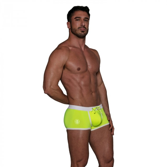 Boxer corti, bagno Shorty del marchio TOF PARIS - Boxer da bagno a vita bassa Neon Tof Paris - Giallo fluo - Ref : TOF268J