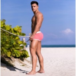 Boxer, shorty de bain de la marque TOF PARIS - Maillot de bain taille basse Neon Tof Paris - Rose fluo - Ref : TOF268P