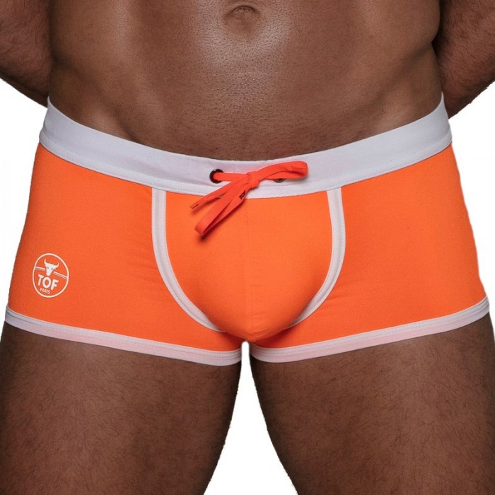 Calzoncillos Boxer, baño Shorty de la marca TOF PARIS - Boxer de baño de cintura baja Neon Tof Paris - Naranja neón - Ref : TOF2