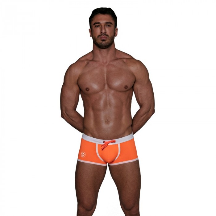 Boxer, shorty de bain de la marque TOF PARIS - Maillot de bain taille basse Neon Tof Paris - Orange fluo - Ref : TOF268O