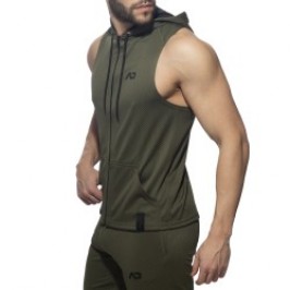 Veste de la marque ADDICTED - Sleeveless loop-mesh hoody - kaki - Ref : AD355 C12