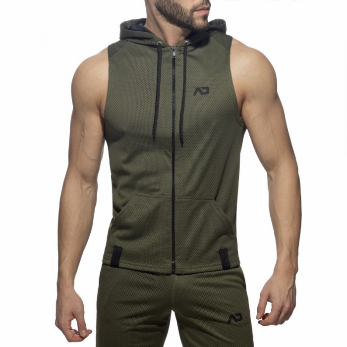 Chaqueta de la marca ADDICTED - Sleeveless loop-mesh hoody - caqui - Ref : AD355 C12