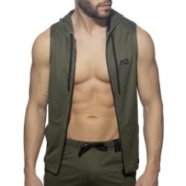 Giacca del marchio ADDICTED - Sleeveless loop-mesh hoody - khaki - Ref : AD355 C12