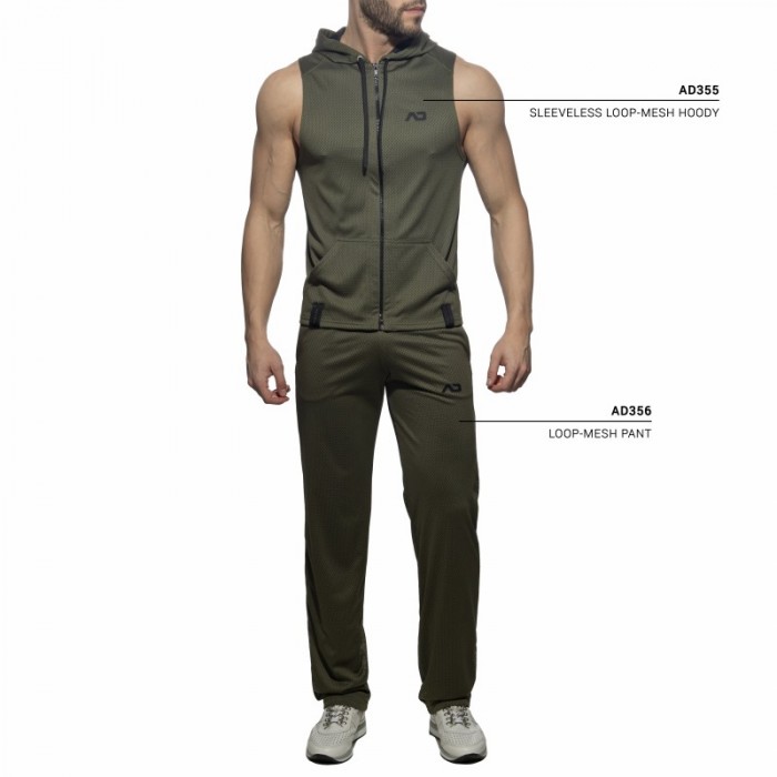 Jacket of the brand ADDICTED - Sleeveless loop-mesh hoody - khaki - Ref : AD355 C12