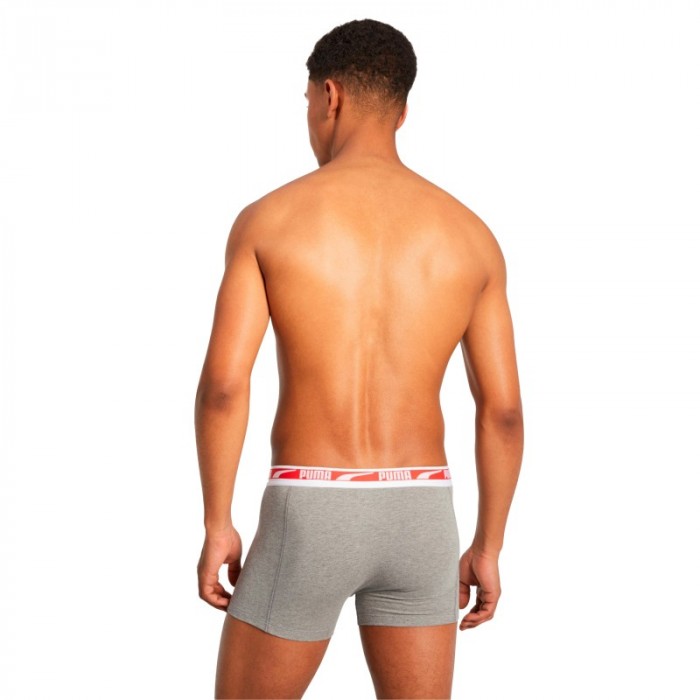 Boxershorts, Shorty der Marke PUMA - PUMA Multi Logo Boxer 2er Set - grau und rot - Ref : 701219366 004