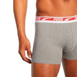 Shorts Boxer, Shorty de la marca PUMA - Lote de 2 boxers Multi logotipo PUMA - gris y rojo - Ref : 701219366 004