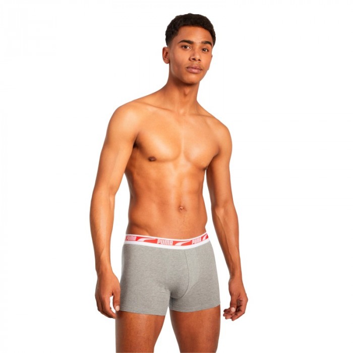 Boxer shorts, Shorty of the brand PUMA - Set of 2 boxers Multi logo PUMA - grey and red - Ref : 701219366 004