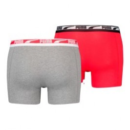 Boxershorts, Shorty der Marke PUMA - PUMA Multi Logo Boxer 2er Set - grau und rot - Ref : 701219366 004