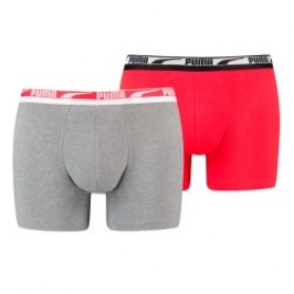 Boxer shorts, Shorty of the brand PUMA - Set of 2 boxers Multi logo PUMA - grey and red - Ref : 701219366 004