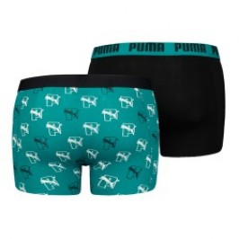 Boxershorts, Shorty der Marke PUMA - Boxershorts im 2er-Pack mit Allover-Print und Katzenlogo PUMA - schwarz und grün - Ref : 70