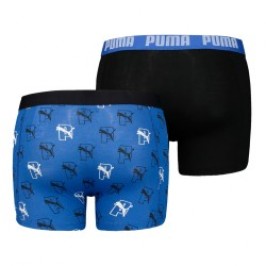 Boxershorts, Shorty der Marke PUMA - Boxershorts im 2er-Pack mit Allover-Print und Katzenlogo PUMA - schwarz und blau - Ref : 70