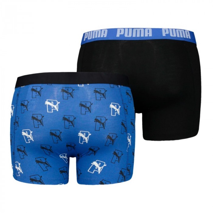 Boxer shorts, Shorty of the brand PUMA - Set of 2 boxers with full print and feline logo PUMA - black and blue - Ref : 701221417