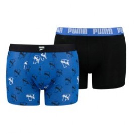 Shorts Boxer, Shorty de la marca PUMA - Juego de 2 boxers con estampado completo y logotipo de felino PUMA - negro y azul - Ref 