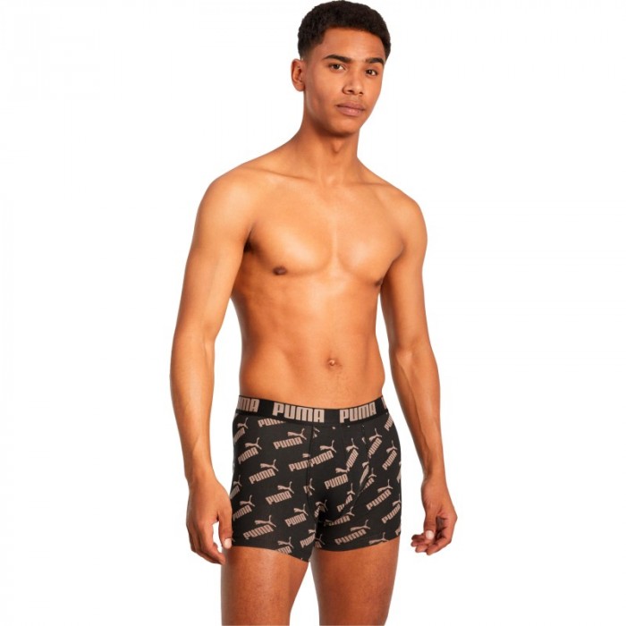 Boxer shorts, Shorty of the brand PUMA - Set of 2 boxers All-Over-Print Logo - black - Ref : 100001512 009