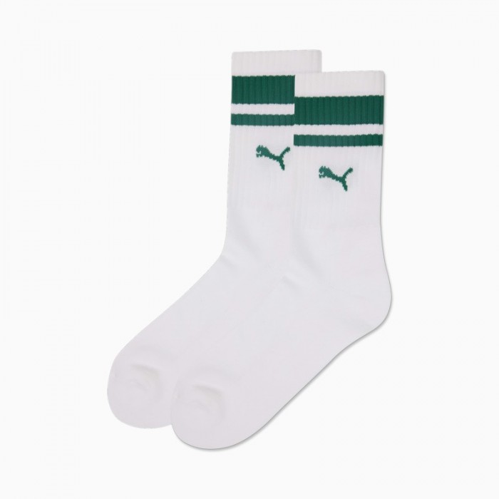 Calcetines de la marca PUMA - Juego de 2 pares de calcetines bajos con rayas verdes tradicionales PUMA - blanco - Ref : 10000095