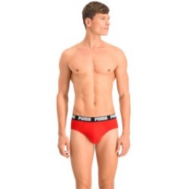 Slip de la marca PUMA - Juego de 2 calzoncillos básicos PUMA - negro y rojo - Ref : 521030001 005