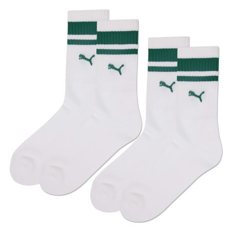Set di 2 paia di calzini bassi con tradizionale striscia verde PUMA - bianco