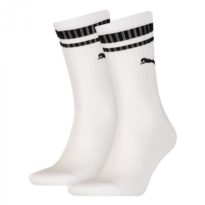 Calcetines de la marca PUMA - Juego de 2 pares de calcetines bajos con rayas negro tradicionales PUMA - blanco - Ref : 100000950