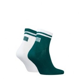 Chaussettes & socquettes de la marque PUMA - Lot de 2 paires de socquettes Heritage avec logo PUMA - blanc et vert - Ref : 10000