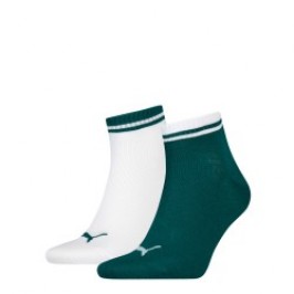 Calcetines de la marca PUMA - Juego de 2 pares de medias Heritage con logotipo PUMA - blanco y verde - Ref : 100000952 012