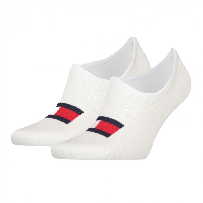 Chaussettes & socquettes de la marque TOMMY HILFIGER - Lot de 2 paires de footlet à drapeau Tommy - blanc - Ref : 701223928 003