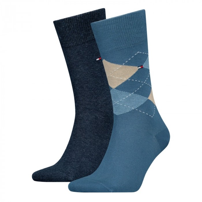 Socks of the brand TOMMY HILFIGER - 2-Pack Check Socks Tommy - blue & navy - Ref : 100001495 030