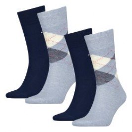 Chaussettes & socquettes de la marque TOMMY HILFIGER - Lot de 2 paires de chaussettes écossais Tommy - bleu clair & bleu marine 