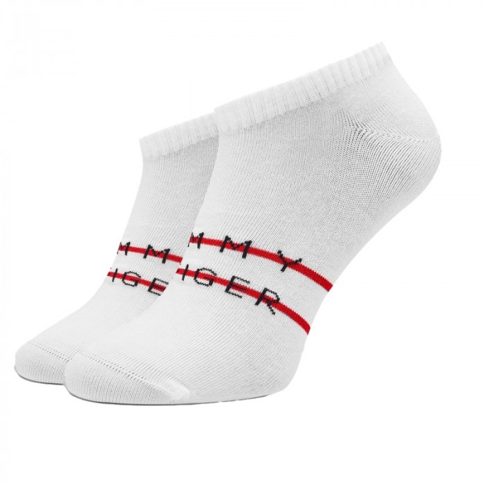 Calcetines de la marca TOMMY HILFIGER - Pack de 2 pares de calcetines tobilleros con cinta Tommy - blanco - Ref : 701222188 001