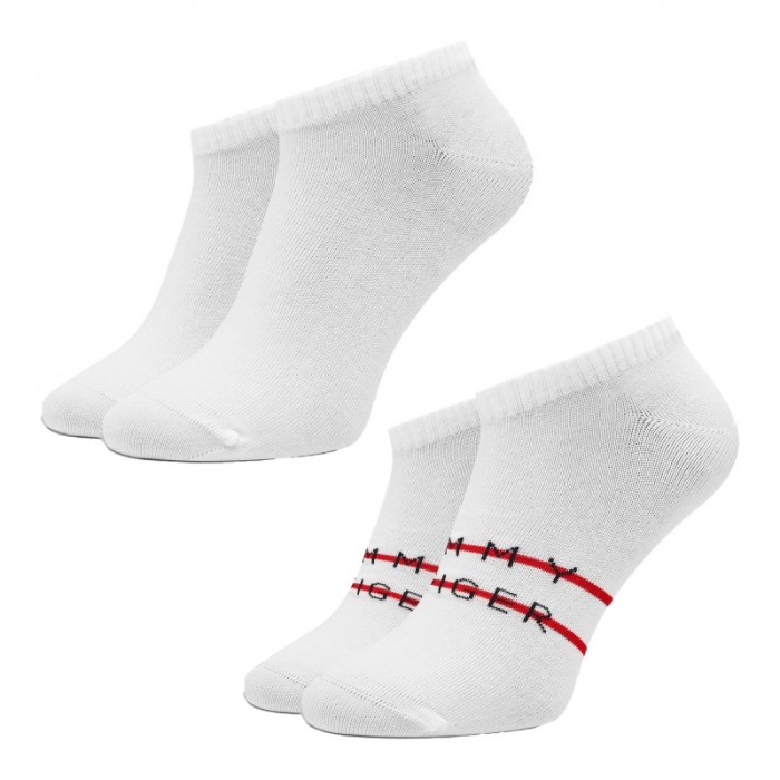 Calcetines de la marca TOMMY HILFIGER - Pack de 2 pares de calcetines tobilleros con cinta Tommy - blanco - Ref : 701222188 001