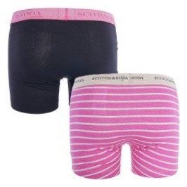 Shorts Boxer, Shorty de la marca SCOTCH & SODA - Pack de 2 bóxers de algodón orgánico Scotch&Soda - Negro y Rosa - Ref : 7012234