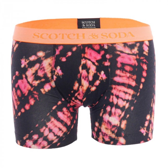 Boxer shorts, Shorty of the brand SCOTCH & SODA - Pack of 2 Scotch&Soda Boxers with neon belt in organic cotton - Black - Ref : 