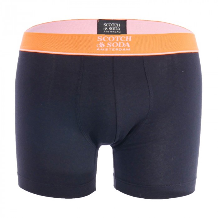 Boxer shorts, Shorty of the brand SCOTCH & SODA - Pack of 3 organic cotton Boxers with Orange, Black and Pink Logo Belt - Ref : 