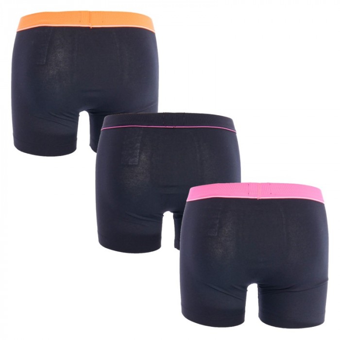 Shorts Boxer, Shorty de la marca SCOTCH & SODA - Pack de 3 Boxers de algodón orgánico con Cinturón Logo Naranja, Negro y Rosa - 