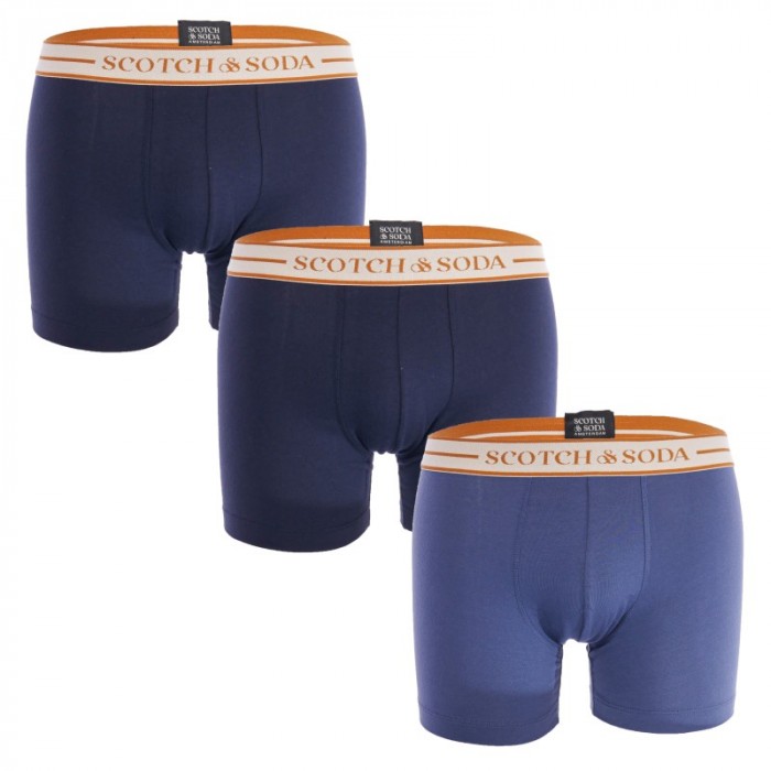 Boxer shorts, Shorty of the brand SCOTCH & SODA - Pack of 3 organic cotton Scotch&Soda boxers - Blue - Ref : 701222706 003