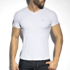 Manches courtes de la marque ES COLLECTION - T-shirt V-Neck recycled rib - blanc - Ref : TS299 C01